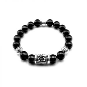 Perlenarmband Onyx poliert 12 mm