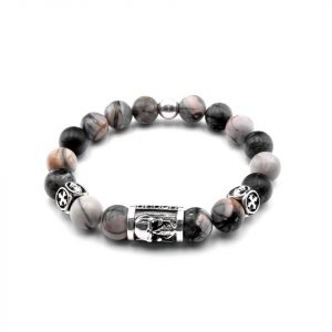 Perlenarmband Onyx marmoriert 12 mm