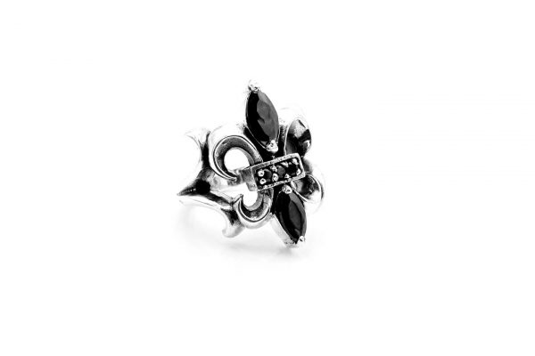 Ring Lilie schwarze Steine